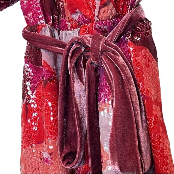 BTFL- Life Calina All Over Floral Sequin Puffed Sleeve Mini Dress Size M - Picture 7 of 11